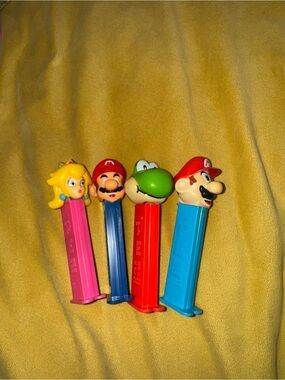 Set of 4 Super Mario Character Candy PEZ Dispensers - Peach, Mario, Yoshi